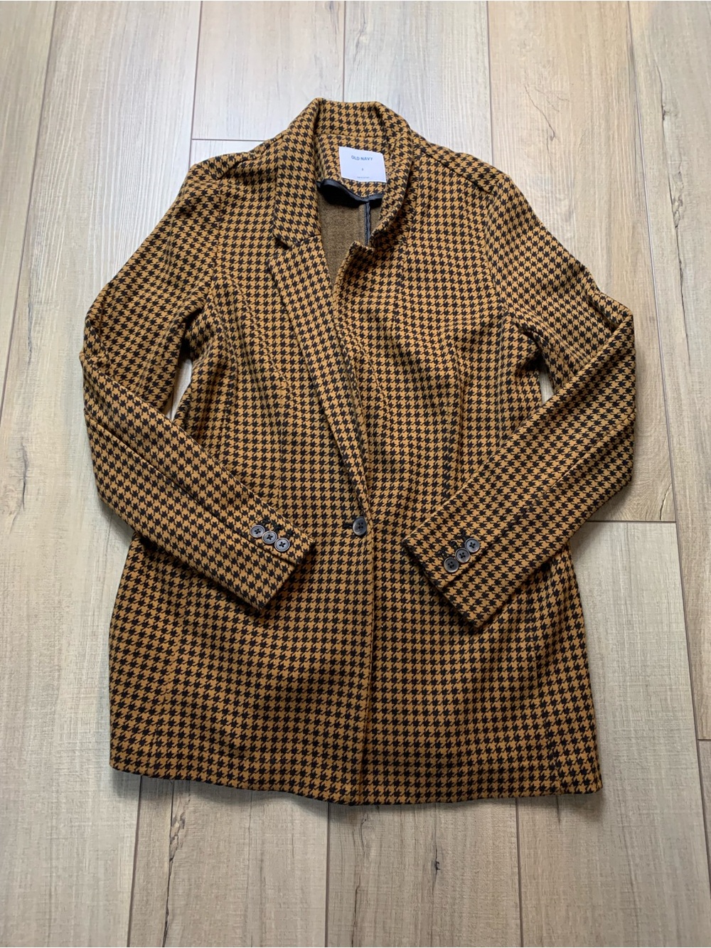 Old Navy Brown and Black Houndstooth One-Button Blazer